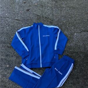 Palm Angels Blue Track Jacket with White Stripes